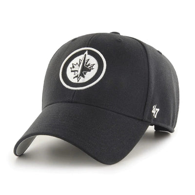 Winnipeg Jets 47 Brand NHL Basic MVP Black / White Adjustable Hat - The Hockey Shop Source For Sports