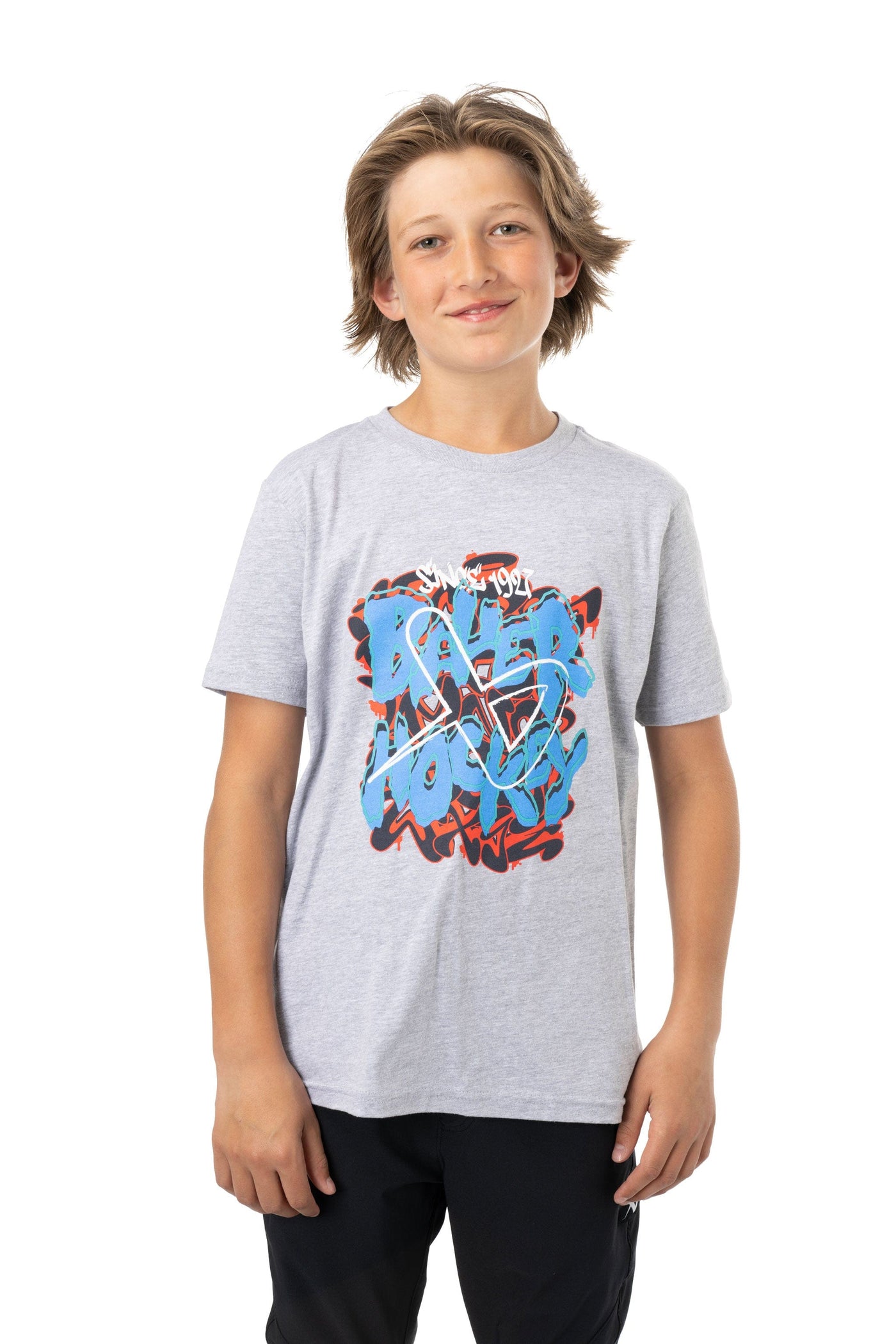 Bauer 1927 Grafitti Youth Shortsleeve Shirt - Heather Grey - TheHockeyShop.com