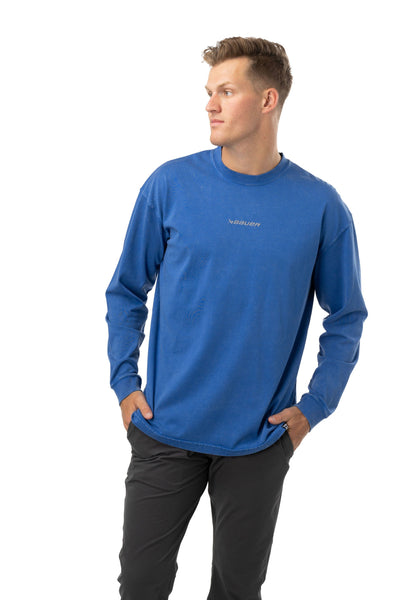 Bauer Acid Wash Longsleeve Shirt Senior - Blue - TheHockeyShop.com