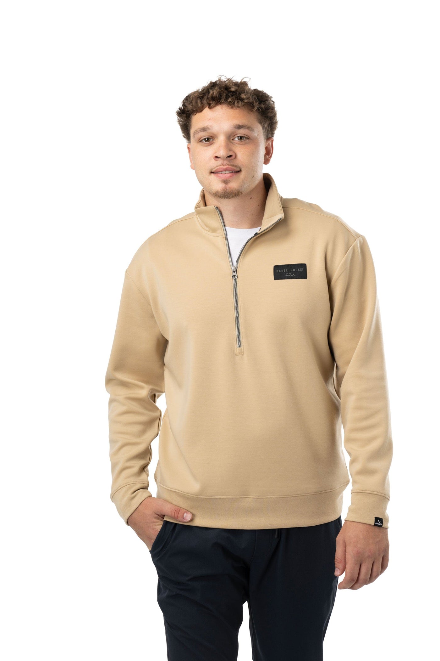 Bauer First Line Collection 1/2 Zip Pullover Senior - Tan - TheHockeyShop.com