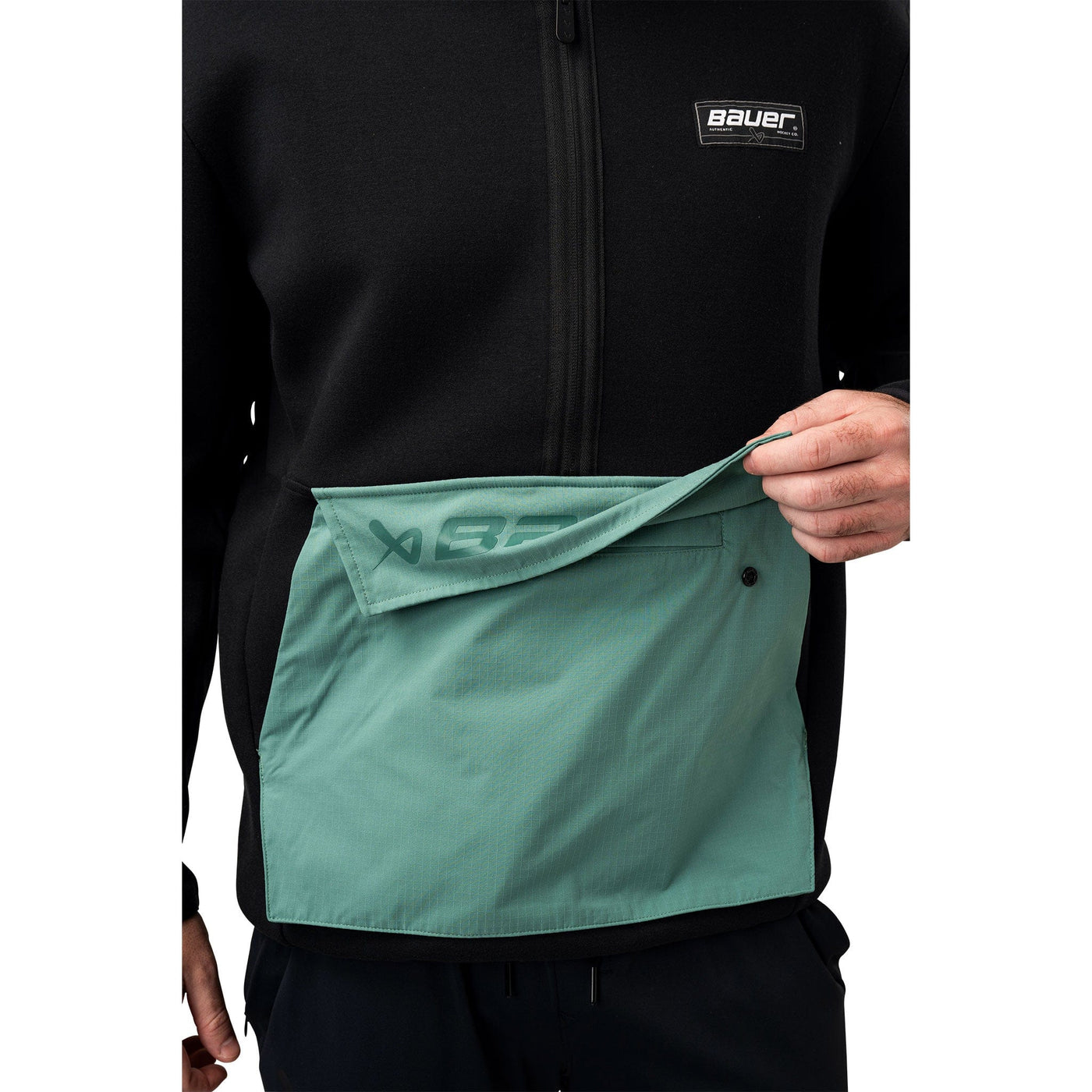 Bauer Knit Mix Half Zip - Black/Teal - TheHockeyShop.com