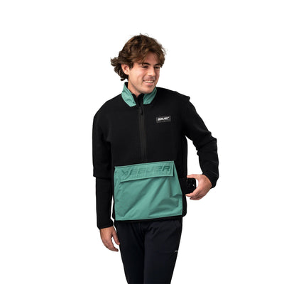 Bauer Knit Mix Half Zip - Black/Teal - TheHockeyShop.com