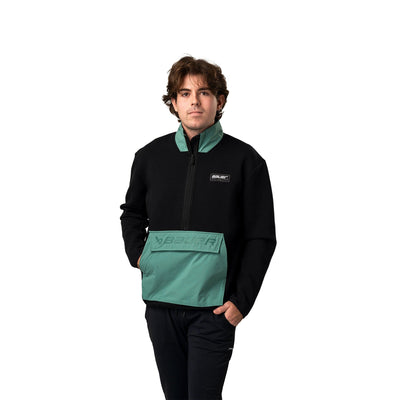 Bauer Knit Mix Half Zip - Black/Teal - TheHockeyShop.com