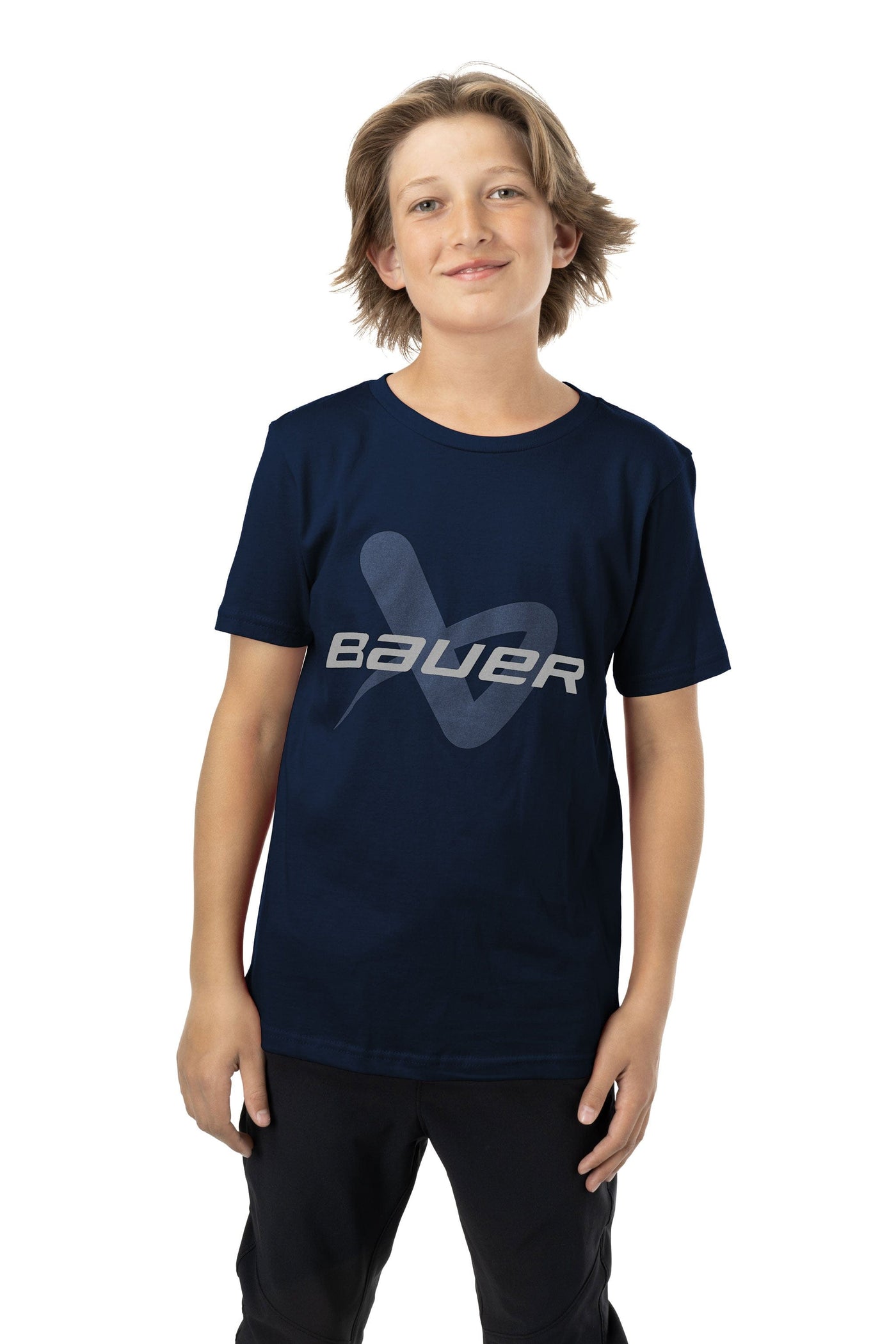 Bauer Core Lockup Youth Shortsleeve Shirt - Navy - TheHockeyShop.com