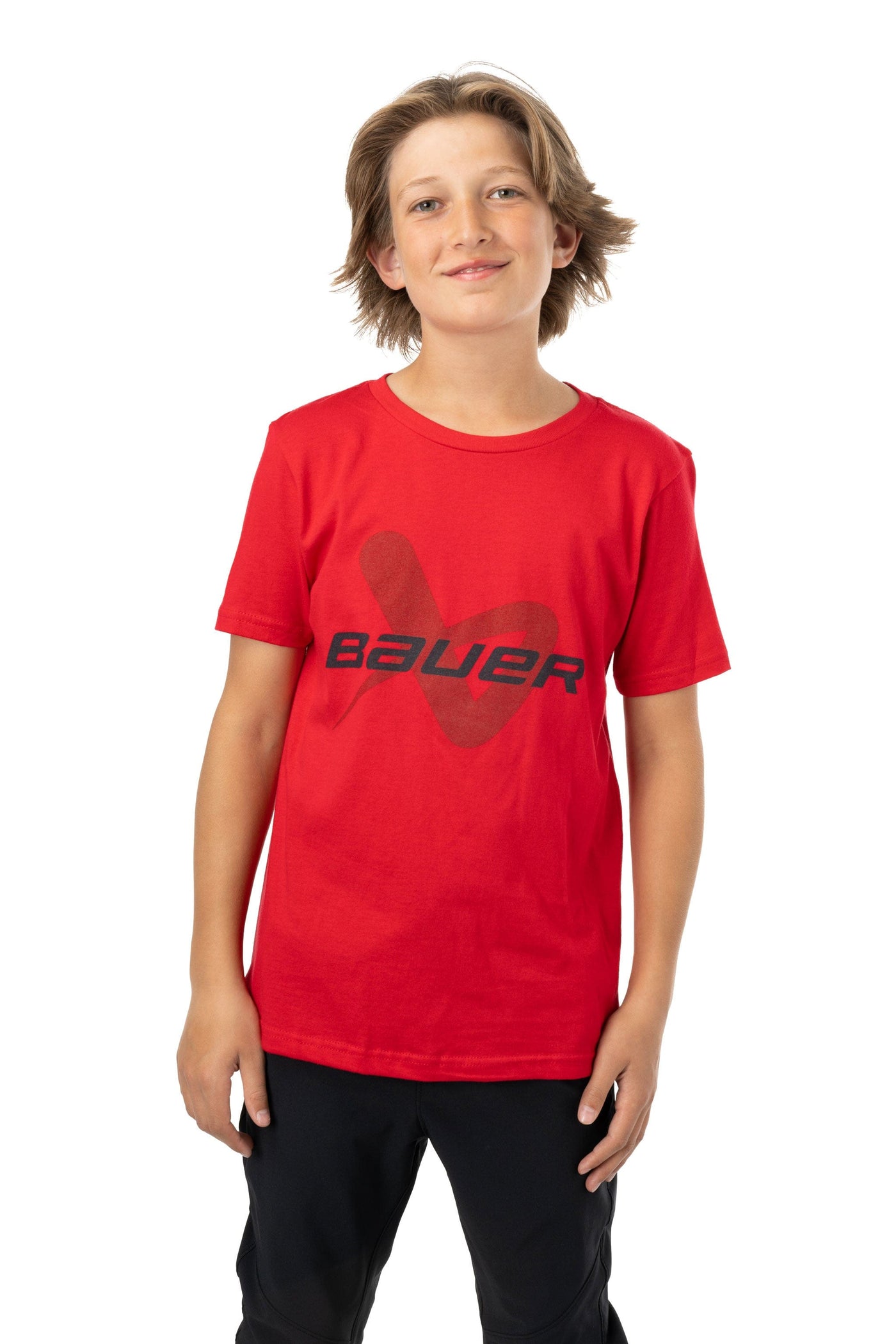 Bauer Core Lockup Youth Shortsleeve Shirt - Red - TheHockeyShop.com