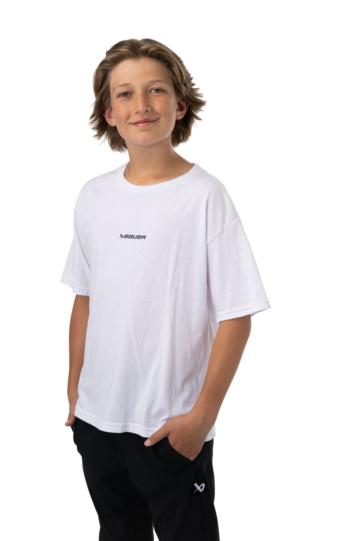 Bauer Core Youth Shortsleeve Shirt - White - TheHockeyShop.com