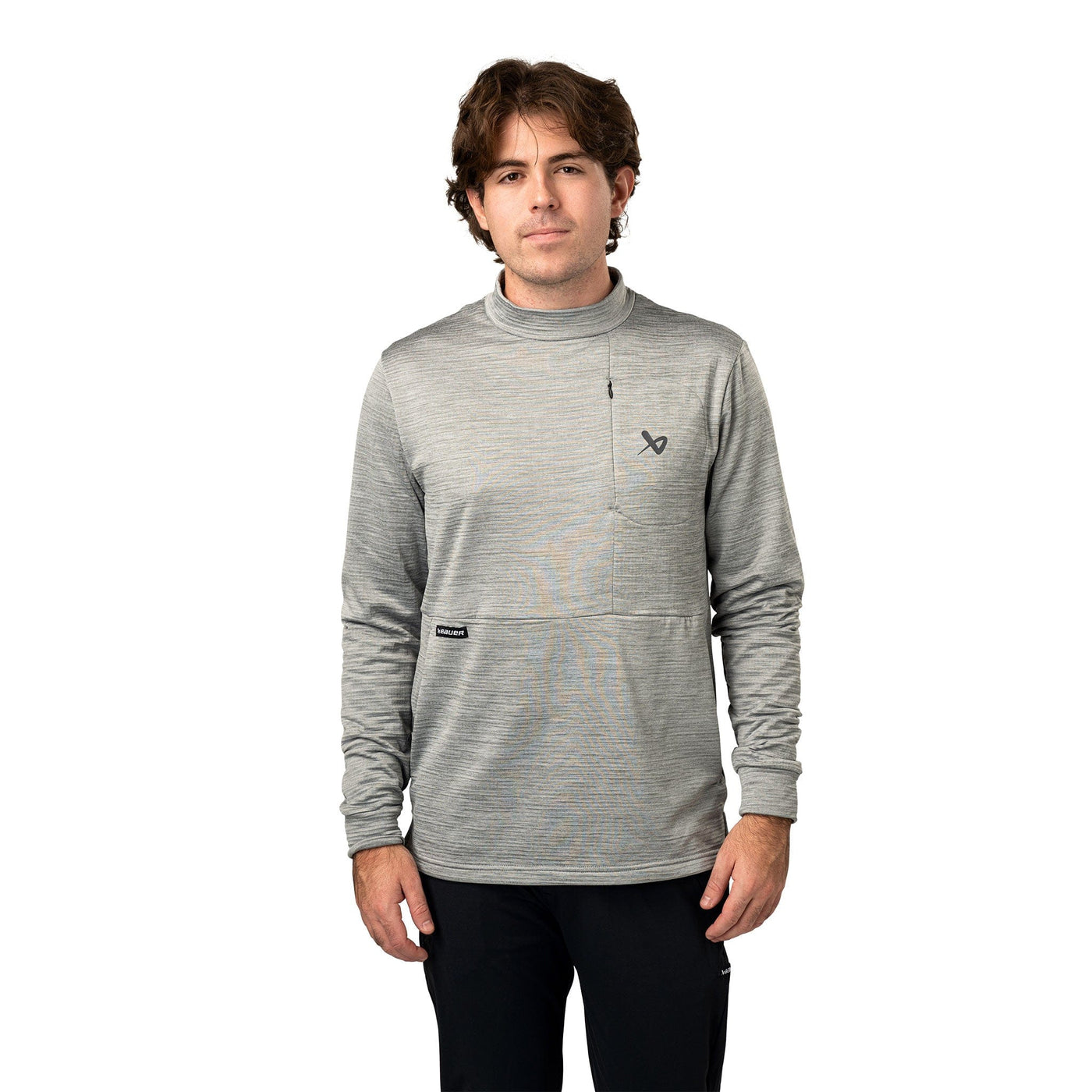 Bauer FLC Mock Neck Long Sleeve - Heather Grey - TheHockeyShop.com