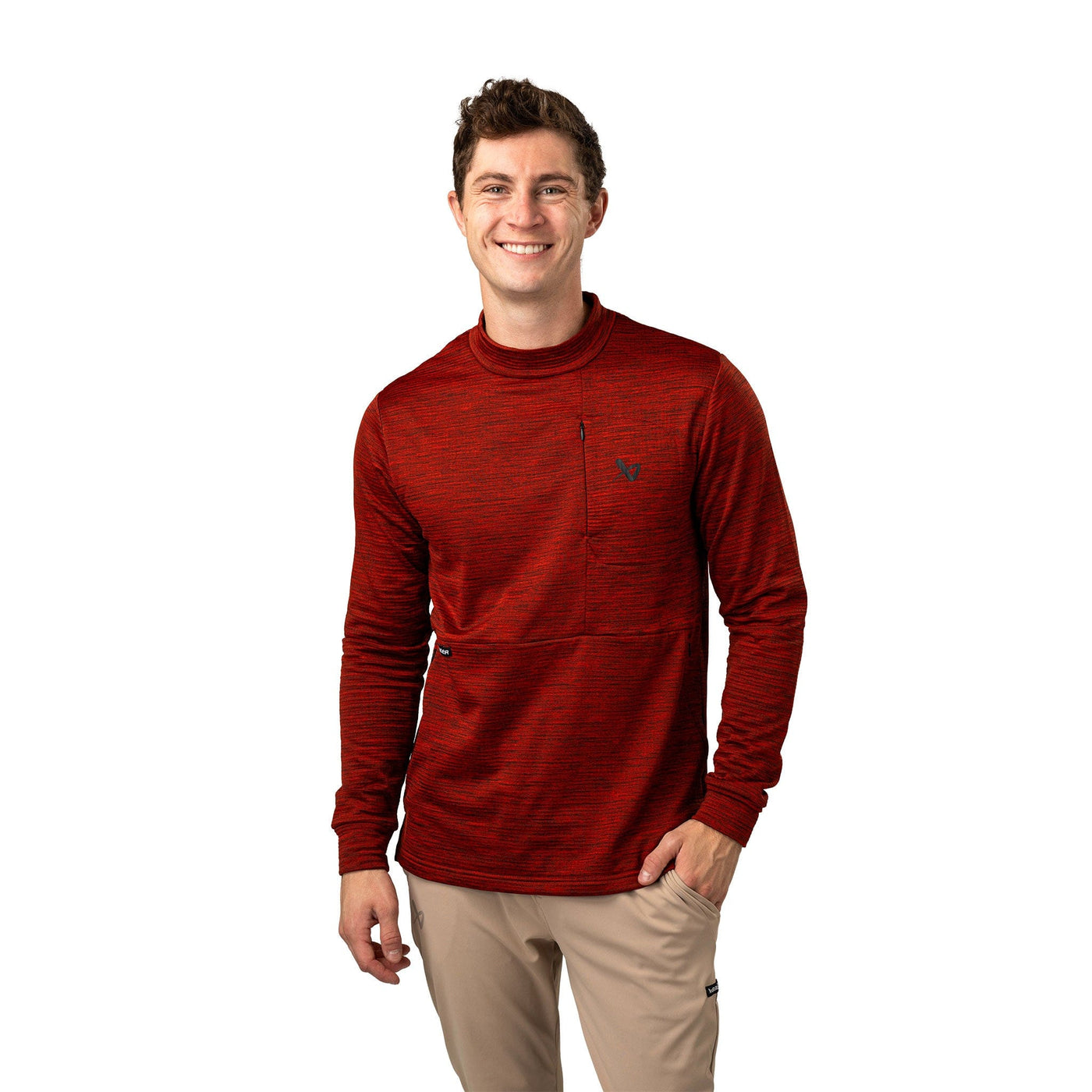 Bauer FLC Mock Neck Long Sleeve - Red - TheHockeyShop.com