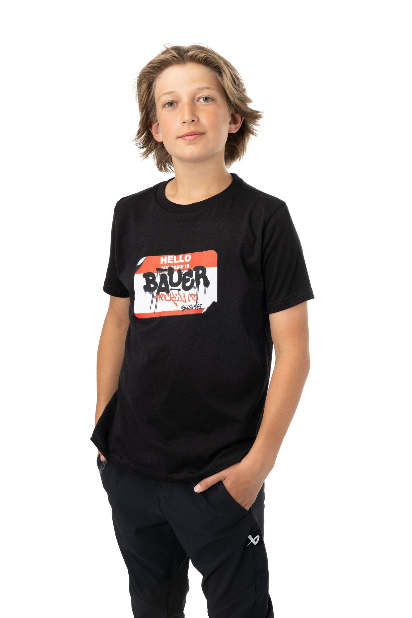 Bauer Name Tag Youth Shortsleeve Shirt - Black - TheHockeyShop.com