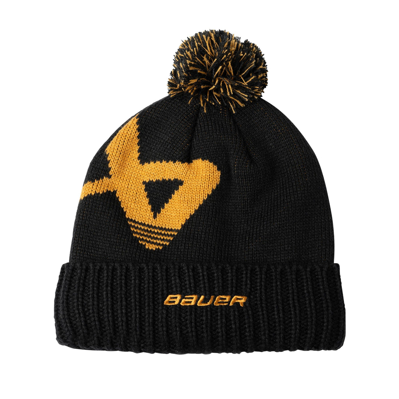 Bauer Intarsia Knit Pom Toque - Black/Yellow - TheHockeyShop.com