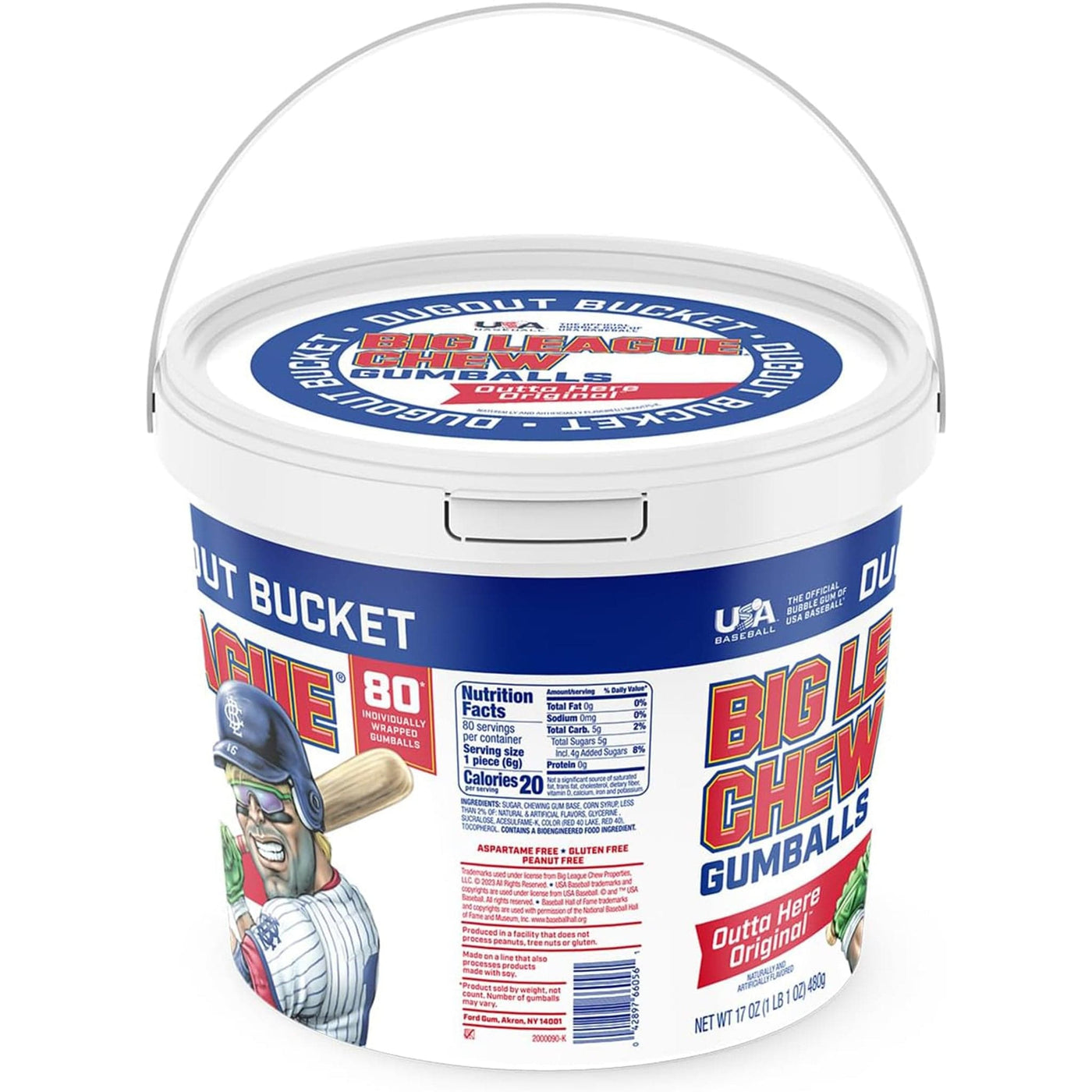 Big League Chew 80ct Bucket Original Bubble Gum - TheHockeyShop.com