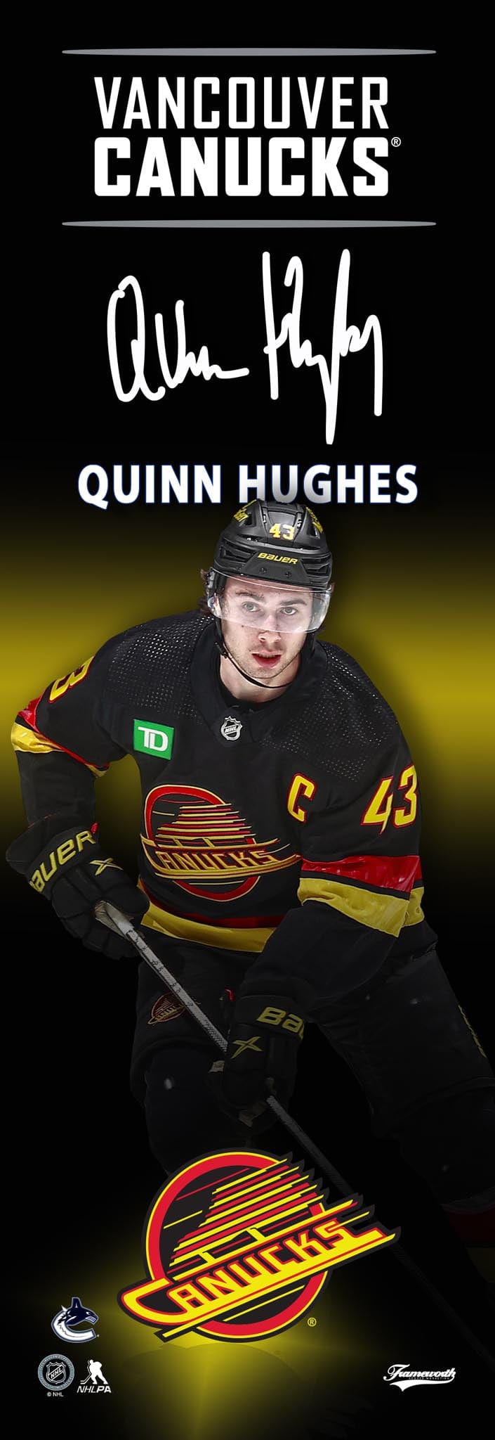 Frameworth Sports NHL Player Plaque - Quinn Hughes Third Skate - TheHockeyShop.com