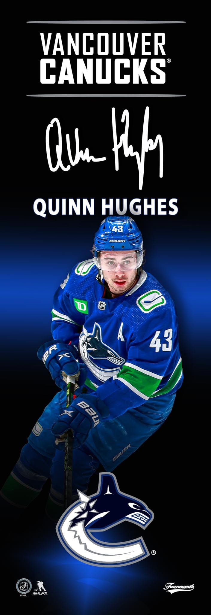 Frameworth Sports NHL Player Plaque - Quinn Hughes - The Hockey Shop Source For Sports