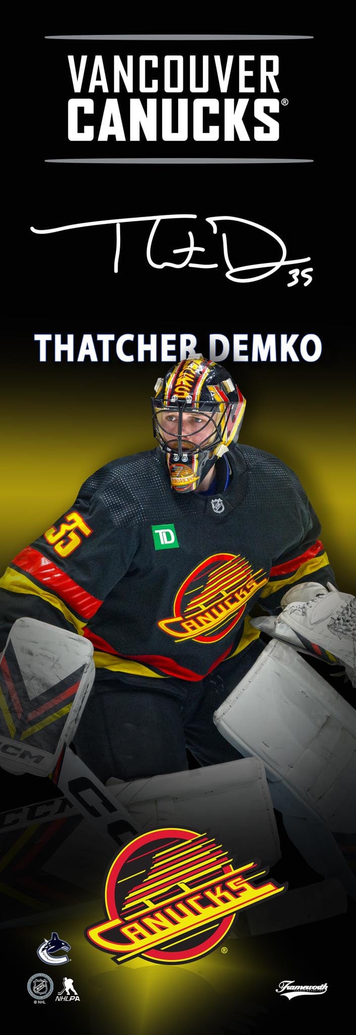 Frameworth Sports NHL Player Plaque - Thatcher Demko Third Skate - TheHockeyShop.com