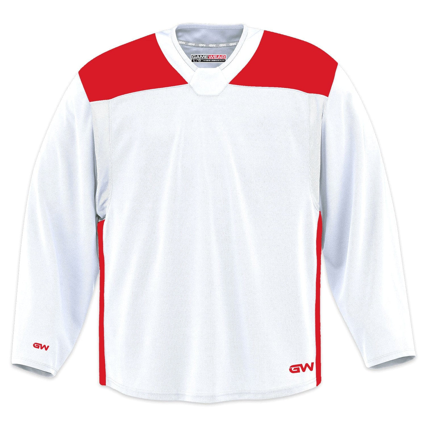 GameWear GW6500 ProLite Series Junior Hockey Practice Jersey - White / Red - TheHockeyShop.com