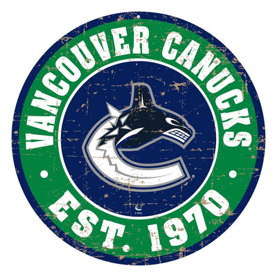 Mustang NHL Distressed Round Sign - Vancouver Canucks - TheHockeyShop.com