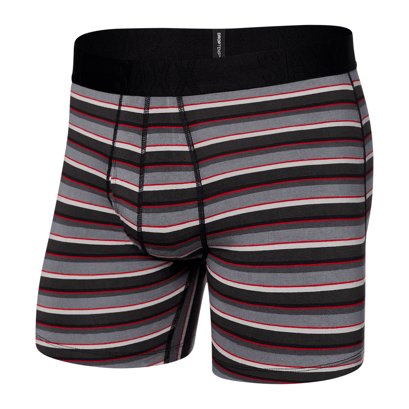 Saxx DropTemp Cooling Cotton Boxers - College Stripe - Grey - TheHockeyShop.com