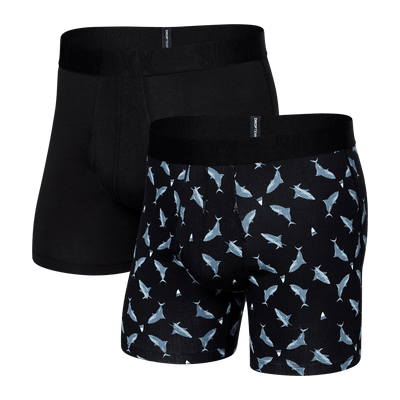 Saxx DropTemp Cooling Cotton Boxers - Shark Tooth / Black (2 Pack) - TheHockeyShop.com