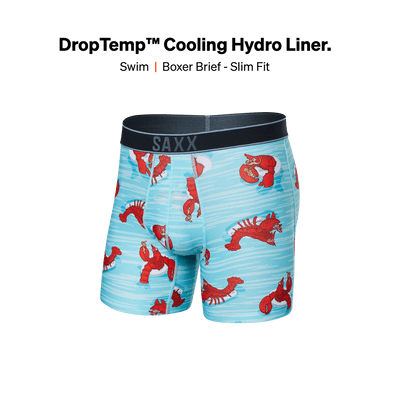 Saxx DropTemp Cooling Hydro Boxers - Lobster Lounge - Aqua - TheHockeyShop.com