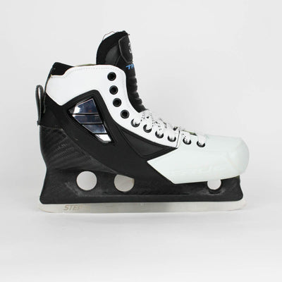 TRUE Senior One Piece Goalie Skates - Pro Stock - White Side/Toe - Size 7