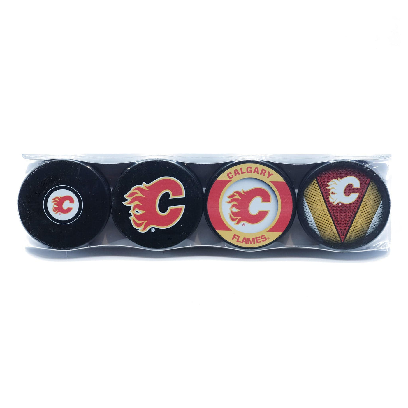 Calgary Flames Inglasco NHL Logo Hockey Puck (4 Pack) - The Hockey Shop Source For Sports