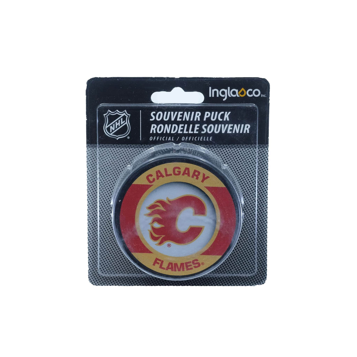 Calgary Flames Inglasco NHL Retro Logo Hockey Puck - The Hockey Shop Source For Sports