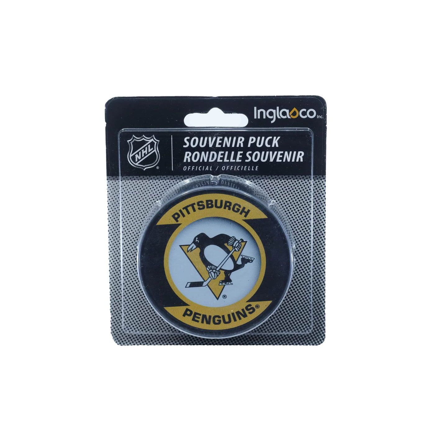 Pittsburgh Penguins Inglasco NHL Retro Logo Hockey Puck - The Hockey Shop Source For Sports