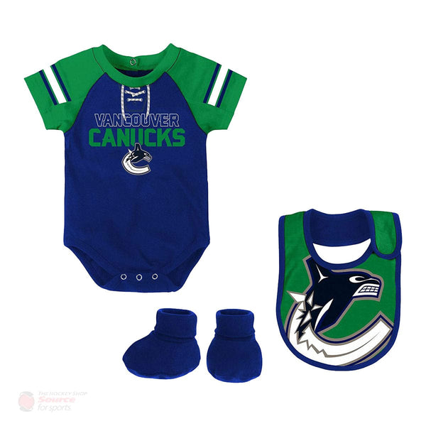 Vancouver Canucks Outer Stuff NHL Little D Man Baby Set 3 Piece