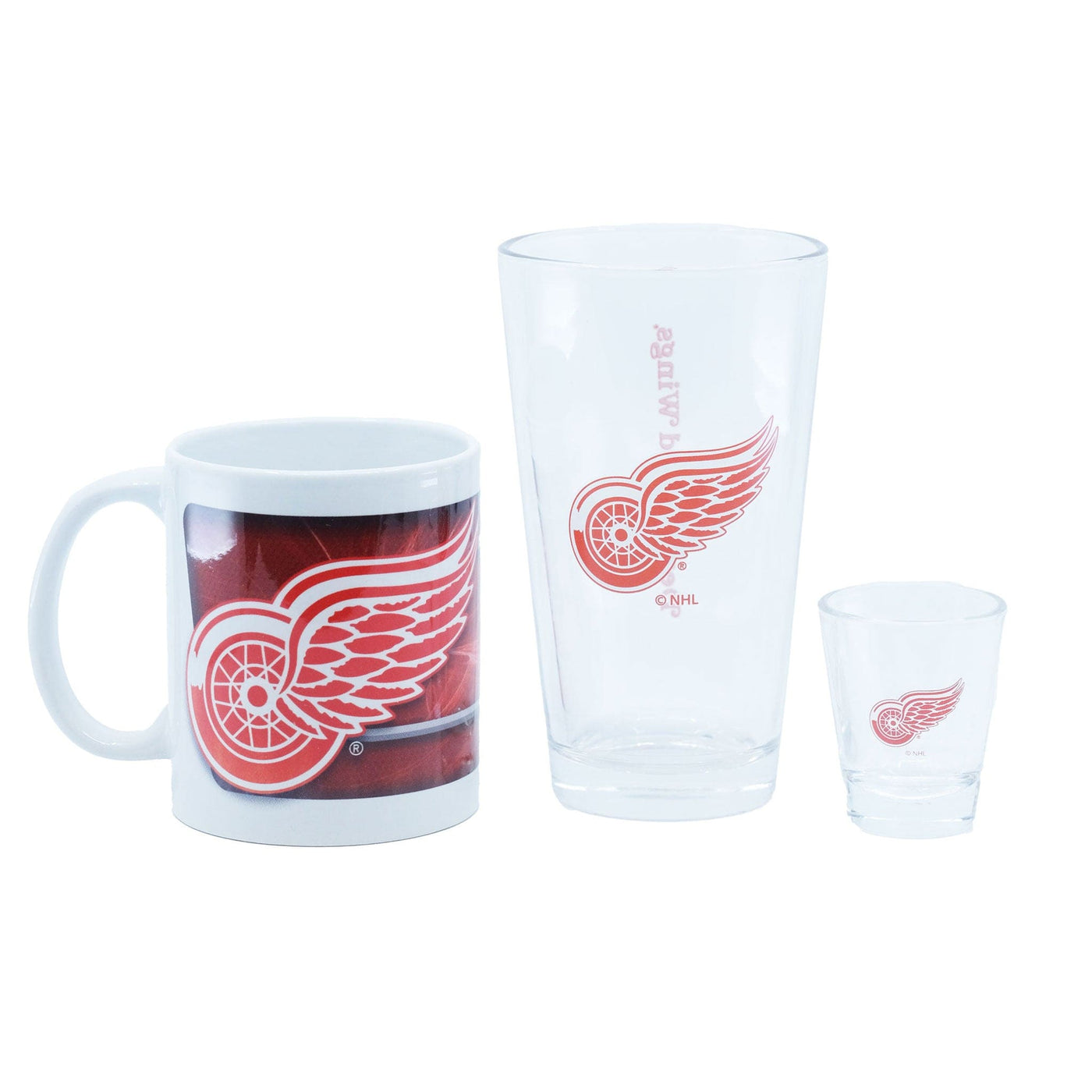 Detroit Red Wings Sports Vault NHL Glass Gift Set - 3 Pack