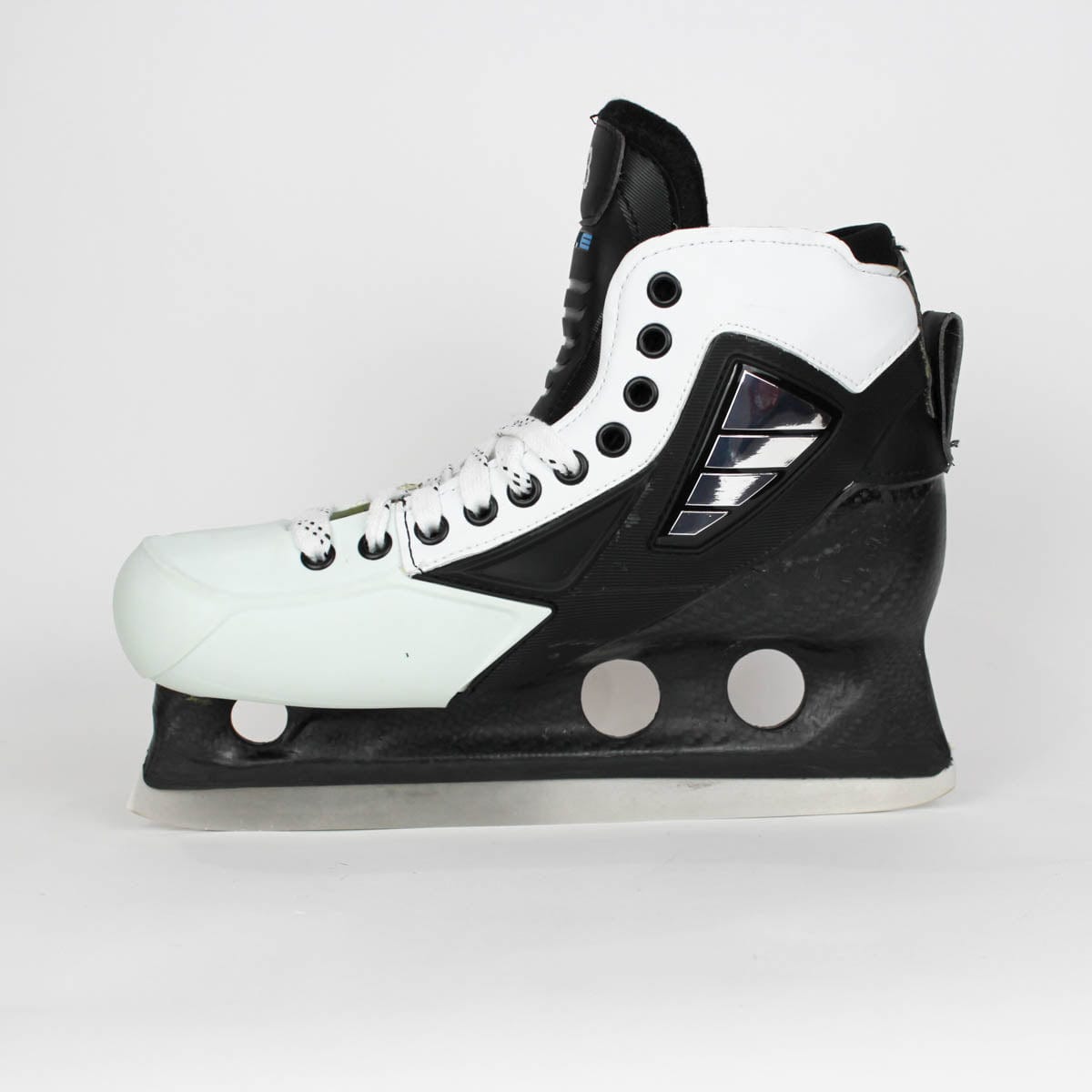 TRUE Senior One Piece Goalie Skates - Pro Stock - White Side/Toe - Size 7