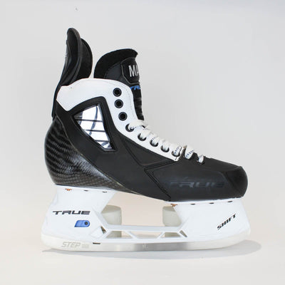 TRUE Player Senior Hockey Skates - Pro Stock - Shift Holder - White Side - "MAX/BAX" - Size 8