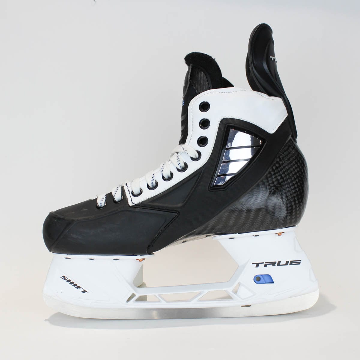 TRUE Player Senior Hockey Skates - Pro Stock - Shift Holder - White Side - "MAX/BAX" - Size 8