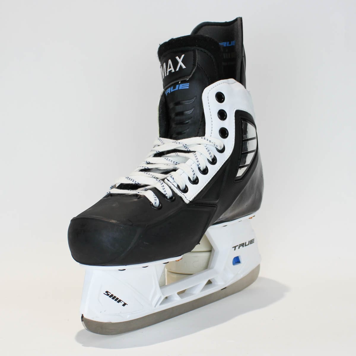 TRUE Player Senior Hockey Skates - Pro Stock - Shift Holder - White Side - "MAX/BAX" - Size 8